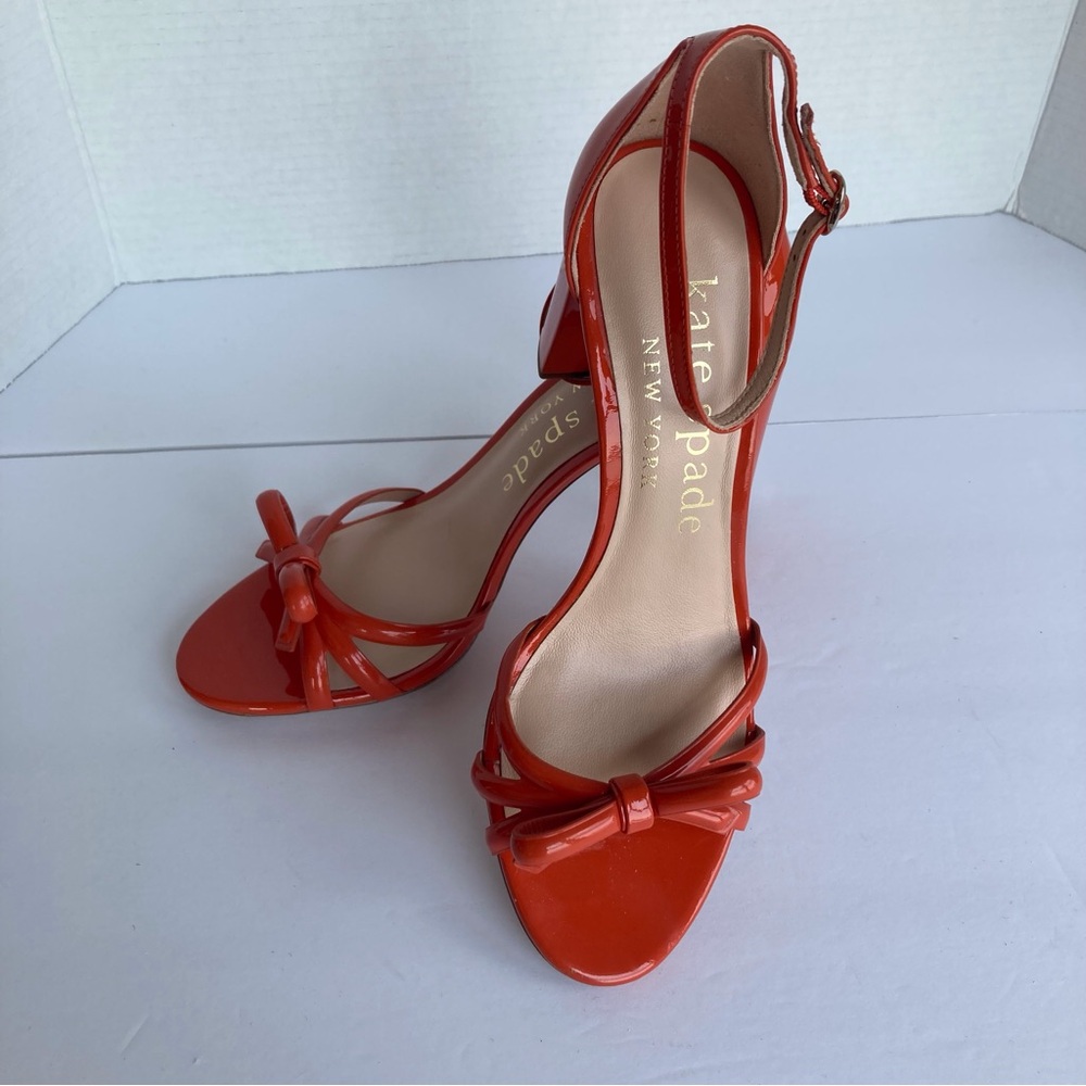 NWOT Kate Spade Flamenco Patent Leather Ankle Strap Sandals. Dried Apricot 9.5B
